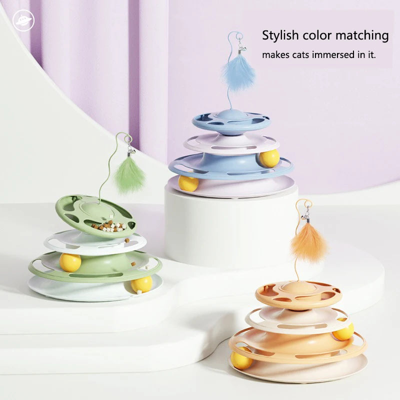 Cat toy self-pleasure and boredom relief cat turntable creative personalized flying saucer feeder cat turntable funny cat stick